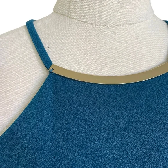 GLAMOROUS Sz S Aqua mini party dress with metal neckline detailing - Picture 3 of 8